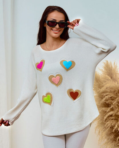 Royalfashion Pulover subțire de damă cu inimioare
