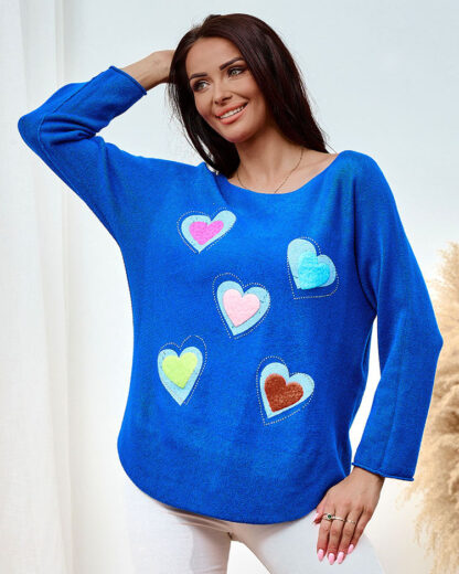 Royalfashion Pulover subțire de damă cu inimioare