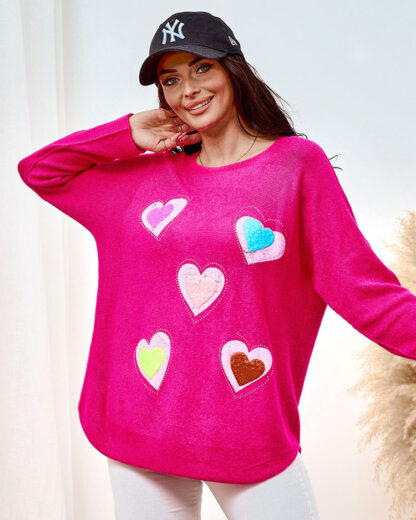 Royalfashion Pulover subțire de damă cu inimioare