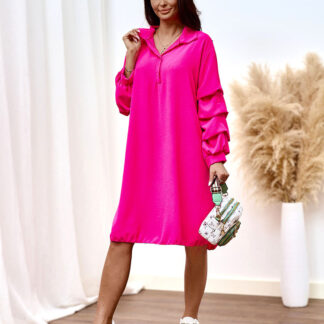 Royalfashion Rochie oversize de damă cu volan la mâneci