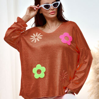 Royalfashion Pulover subțire de damă cu petice florale