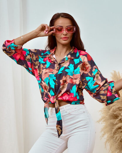 Royalfashion Cămașă florală scurtă pentru femei