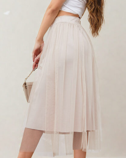 Royalfashion Fustă midi cu două straturi pentru femei