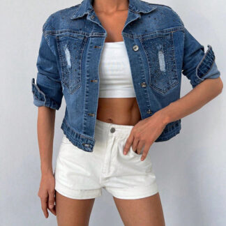 Royalfashion Jachetă de damă din denim cu zirconii