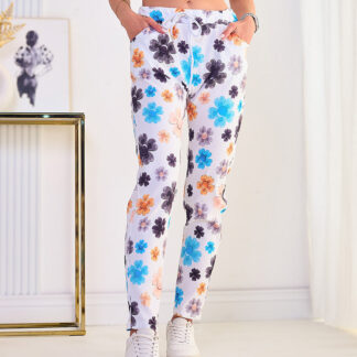 Royalfashion Pantaloni de damă din țesătură cu motive florale