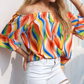 Royalfashion Bluză cu model pentru femei a'la hiszpanka