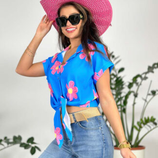Royalfashion Cămașă scurtă cu flori pentru femei