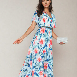 Royalfashion Rochie midi plisată cu motive florale pentru femei
