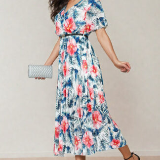 Royalfashion Rochie midi plisată cu motive florale pentru femei