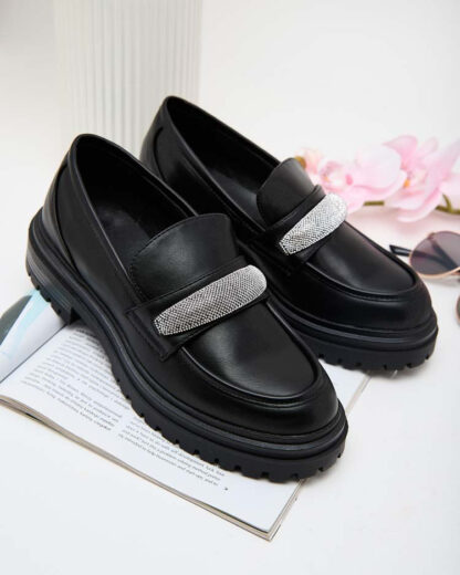Royalfashion Mocasini de damă cu zirconii Shinesion