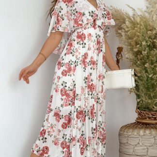 Royalfashion Rochie midi plisată cu motive florale pentru femei