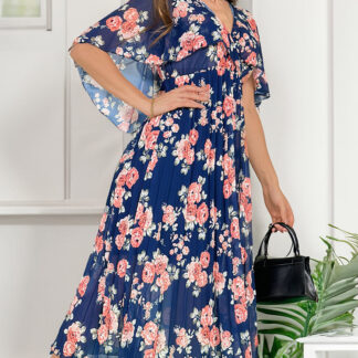 Royalfashion Rochie midi plisată cu motive florale pentru femei