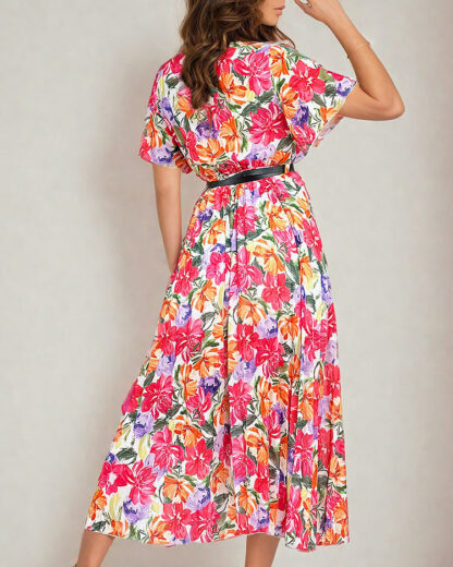 Royalfashion Rochie midi plisată cu motive florale pentru femei