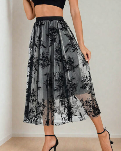 Royalfashion Fustă midi cu două straturi pentru femei
