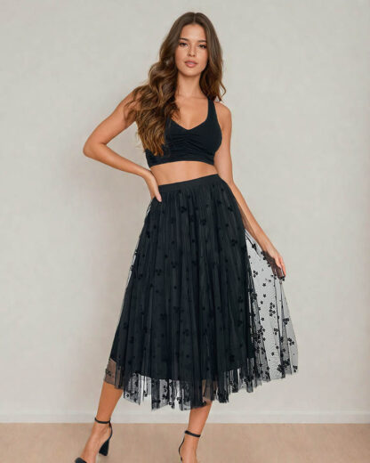 Royalfashion Fustă midi cu două fețe pentru femei