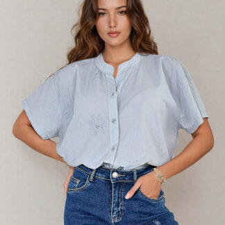 Royalfashion Cămașă oversize pentru femei cu broderie