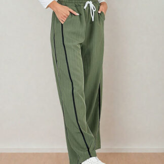 Royalfashion Pantaloni de damă din țesătură cu dungi cu dungi