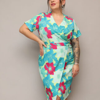 Royalfashion Rochie de damă din țesătură florală PLUS SIZE