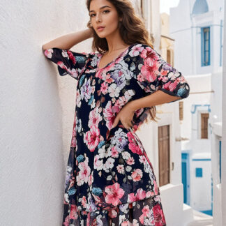 Royalfashion Rochie mini cu motive florale pentru femei