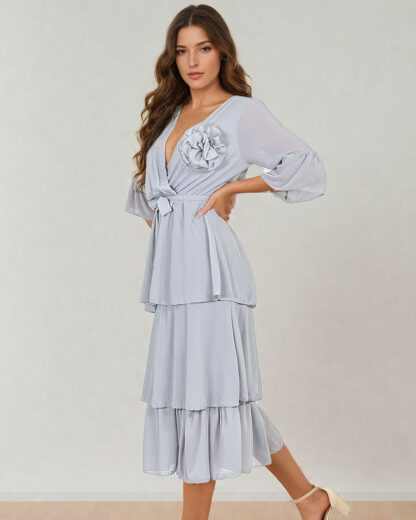 Royalfashion Rochie midi de damă cu volane