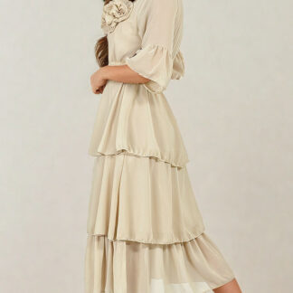 Royalfashion Rochie midi de damă cu volane