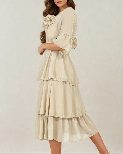 Royalfashion Rochie midi de damă cu volane