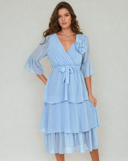 Royalfashion Rochie midi de damă cu volane