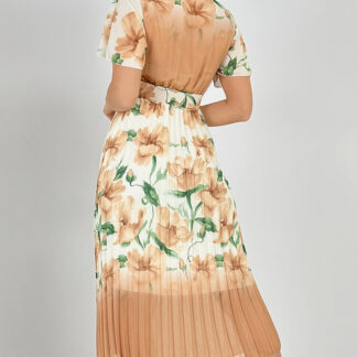 Royalfashion Rochie midi cu pliuri florale pentru femei