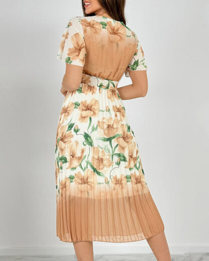 Royalfashion Rochie midi cu pliuri florale pentru femei