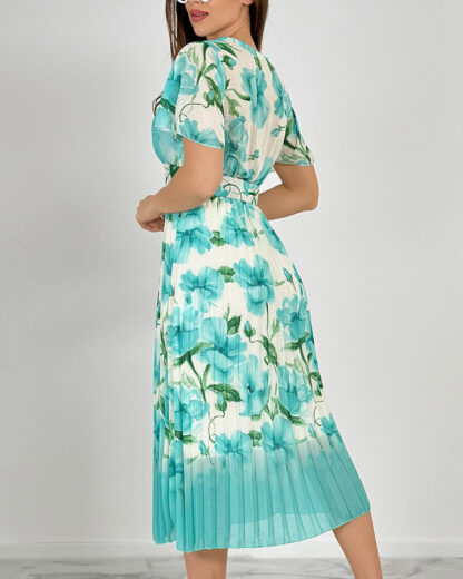 Royalfashion Rochie midi cu pliuri florale pentru femei