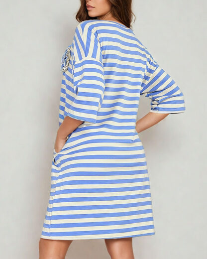 Royalfashion Rochie midi oversize cu dungi pentru femei