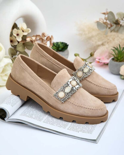 Royalfashion Mocasini de damă cu zirconii colorate Nel