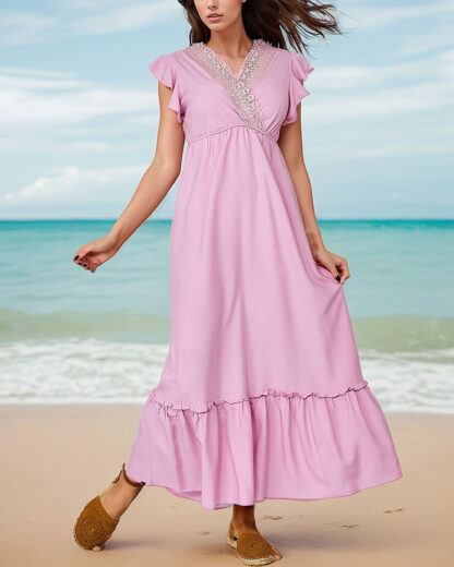 Royalfashion Rochie lungă de damă cu dantelă