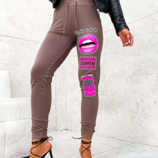 Royalfashion Pantaloni de trening pentru femei cu imprimeu decorativ