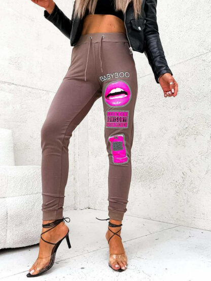 Royalfashion Pantaloni de trening pentru femei cu imprimeu decorativ