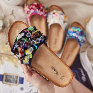 Royalfashion Șlapi de damă Loassa cu pietre prețioase