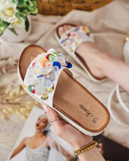 Royalfashion Șlapi de damă Loassa cu pietre prețioase