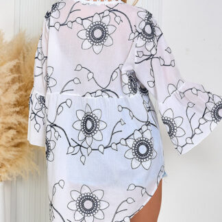 Royalfashion Cămașă oversize pentru femei cu broderie