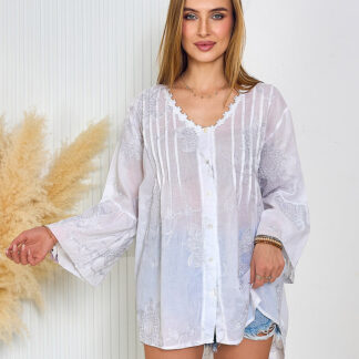 Royalfashion Cămașă oversize pentru femei cu broderie