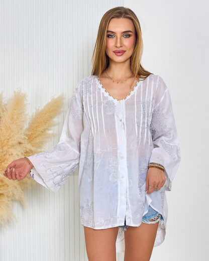 Royalfashion Cămașă oversize pentru femei cu broderie