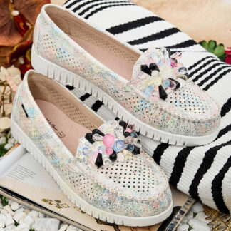 Royalfashion Mocasini traforați cu mărgele pentru femei Nasfali