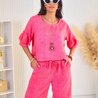 Royalfashion Set de vară pentru femei din bumbac și in