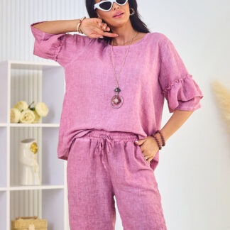 Royalfashion Set de vară pentru femei din bumbac și in