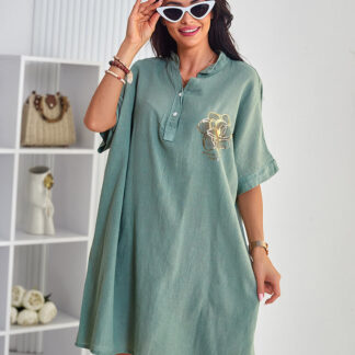 Royalfashion Tunică de vară oversize din bumbac pentru femei