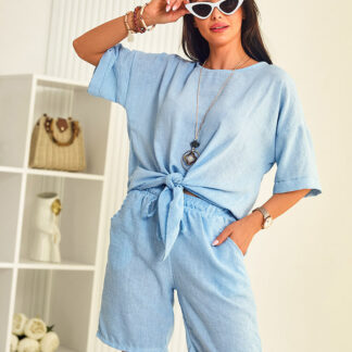 Royalfashion Set oversize pentru femei din bumbac și in