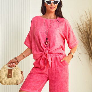 Royalfashion Set oversize pentru femei din bumbac și in
