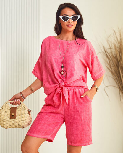 Royalfashion Set oversize pentru femei din bumbac și in