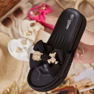 Royalfashion Șlapi de damă matlasați cu fundă decorativă Nelmi