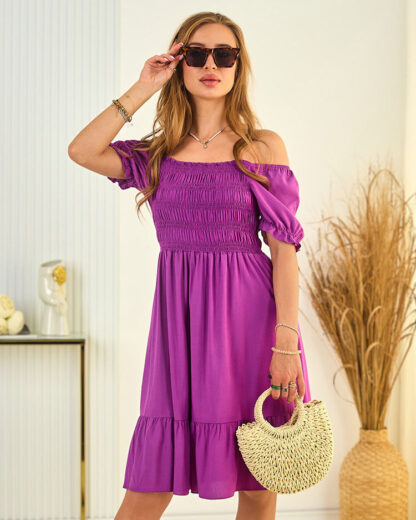 Royalfashion Rochie mini a'la hiszpanka din bumbac pentru femei