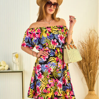 Royalfashion Rochie midi multicoloră pentru femei a'la hiszpanka